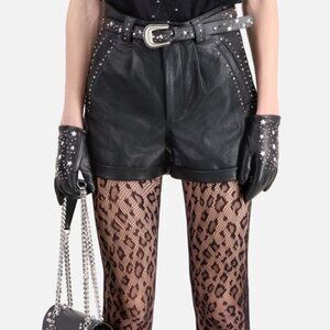 The Kooples Leather Shorts With Studs Fits Size 27/28